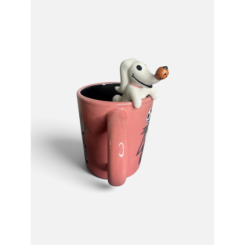 Disney Nightmare Before Christmas Jack Sally Zero 3D Pink Mug Love You To Death - Picture 5 of 6